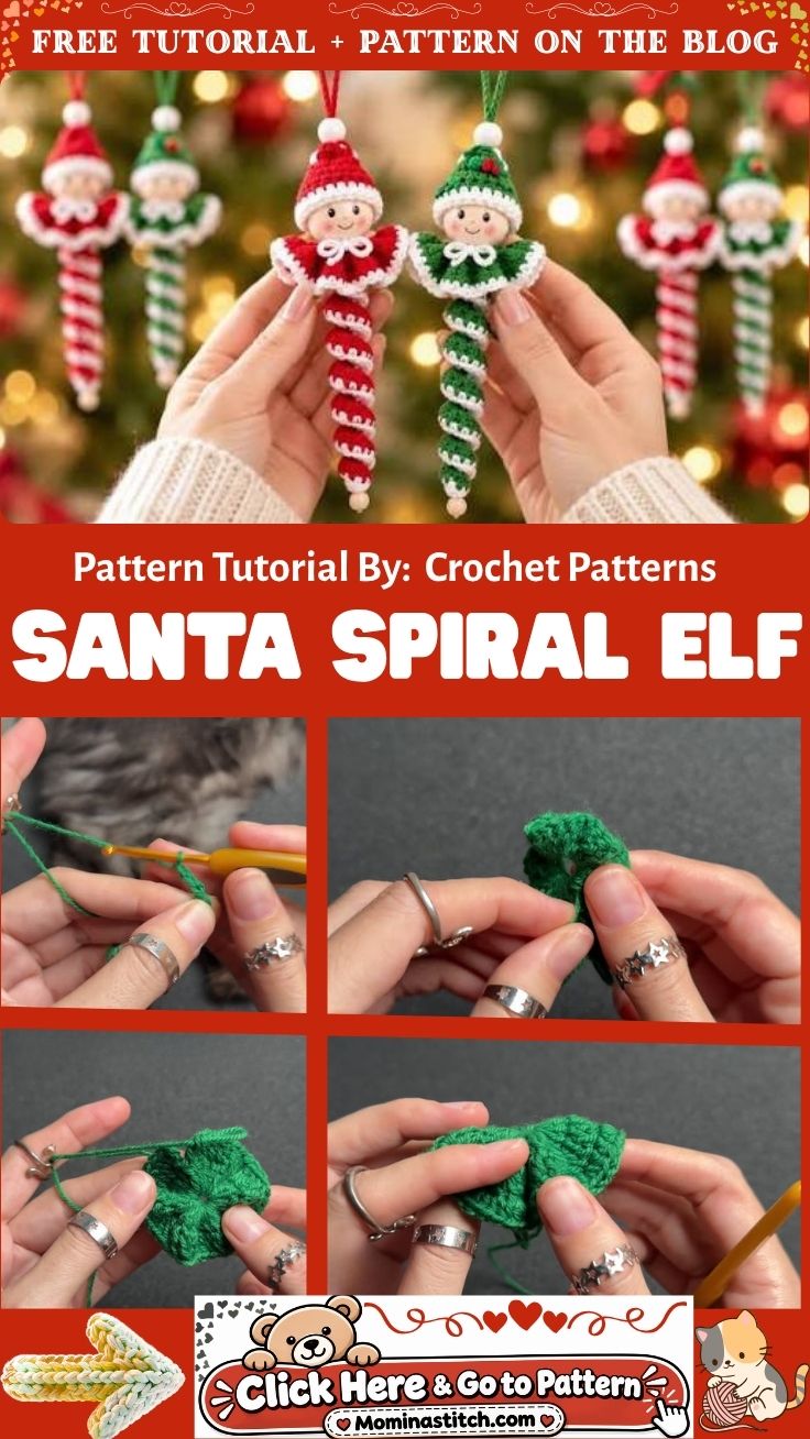 Easy Crochet Santa Spiral Elf Ornament Pattern Fun Holiday