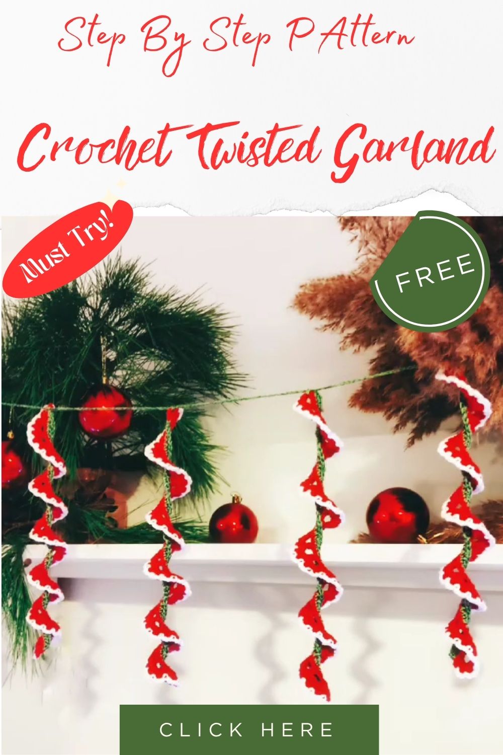 Easy Crochet Twisted Garland Pattern for Christmas decor