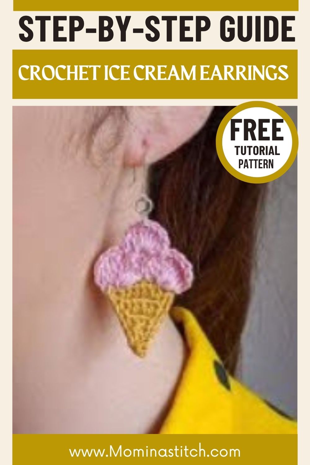 Free Crochet Ice Cream Earrings Pattern for Playful