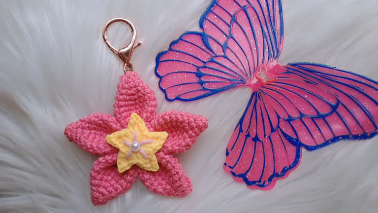 Free Crochet Star Flower Keychain Pattern Bini Inspired