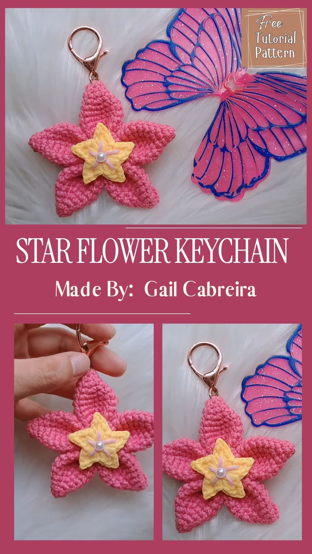 Free Crochet Star Flower Keychain Pattern Bini Inspired