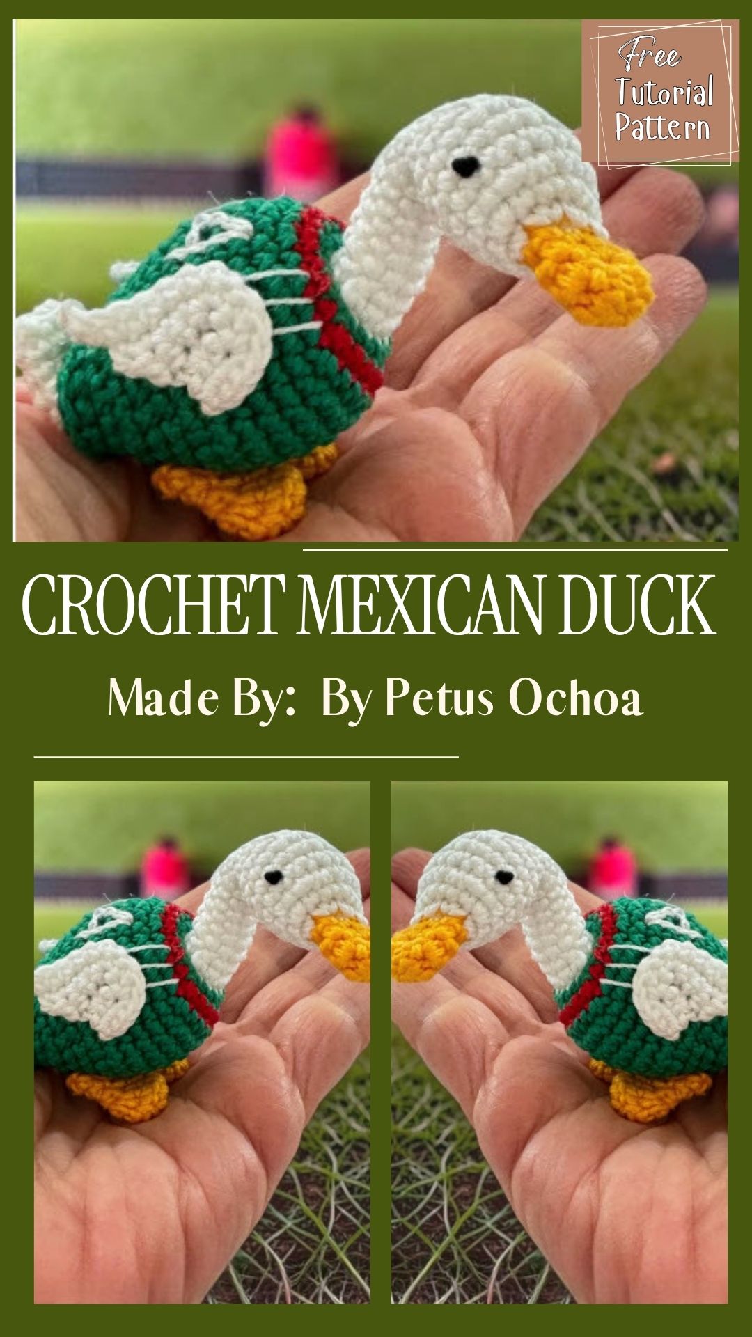 Handmade Crochet Mexican Duck Amigurumi Pattern with vibrant colors