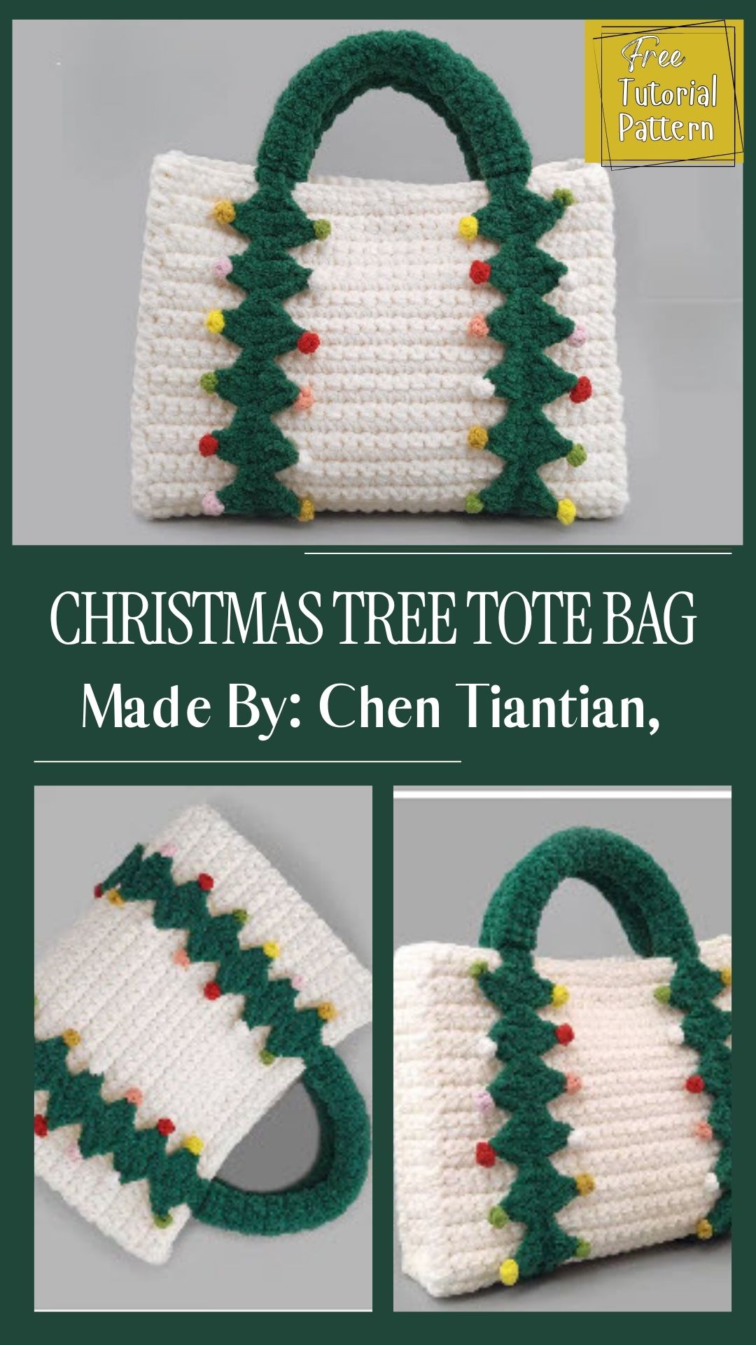 Make Crochet Christmas Tree Tote Bag Patetrn for Market Days