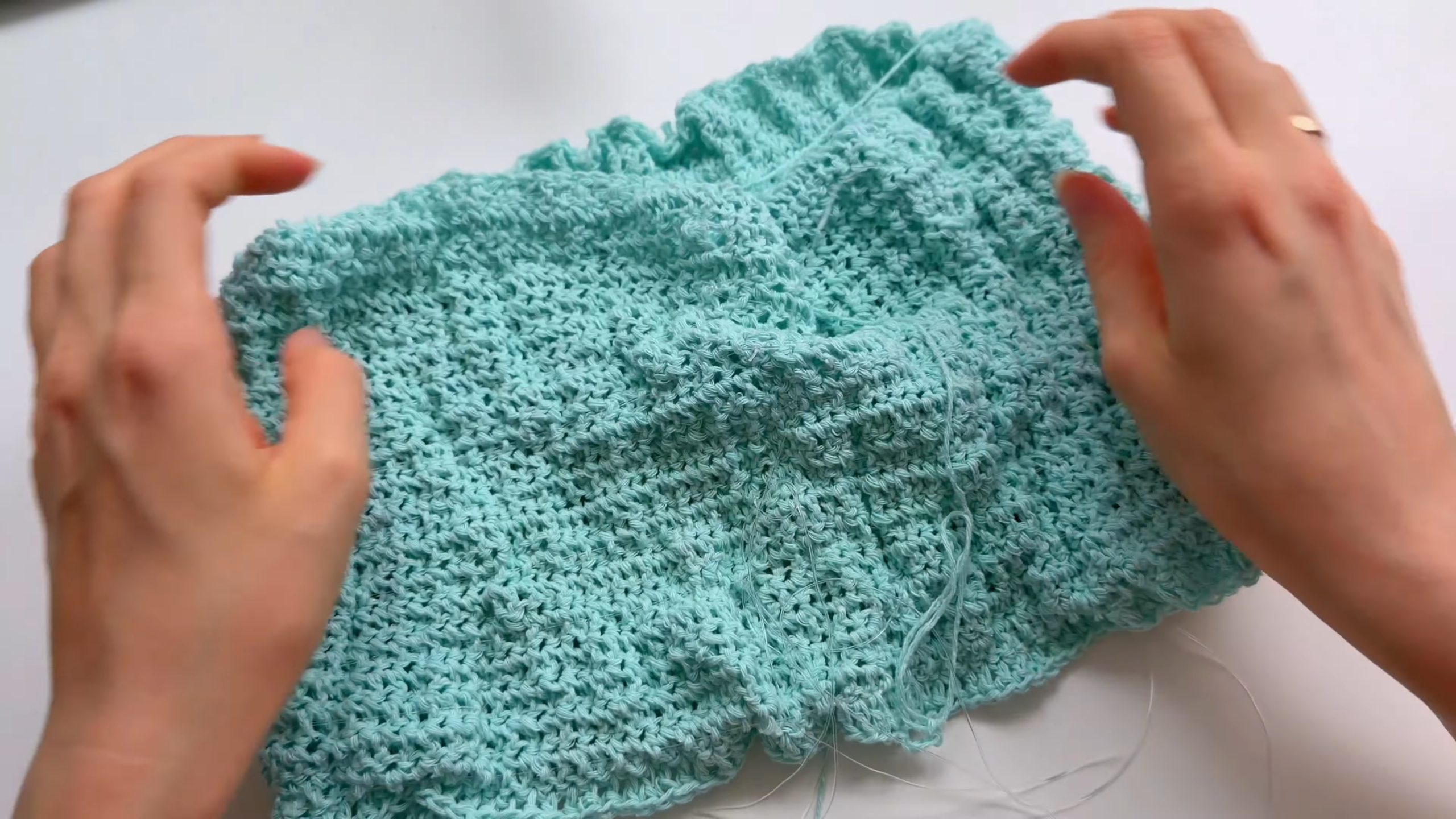 Mint crochet doll top with elastic waist
