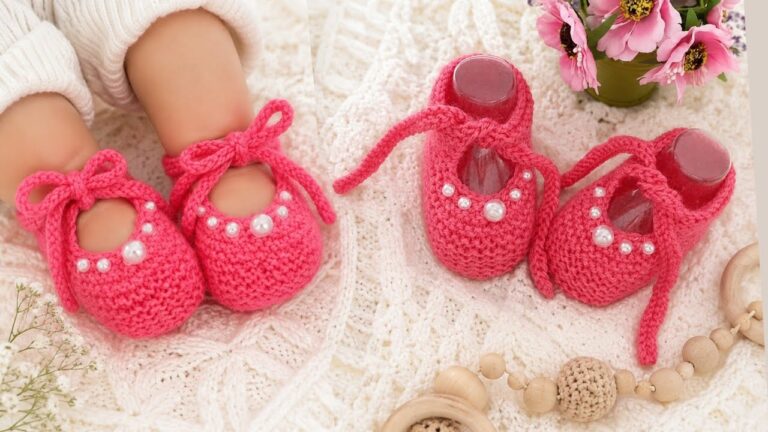 Soft Crochet Baby Booties Pattern with sock stitch texture (2)