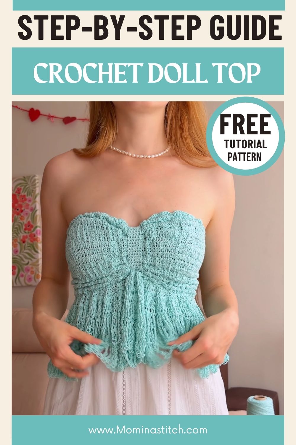 Stylish Crochet Doll Top Pattern with elastic waistband