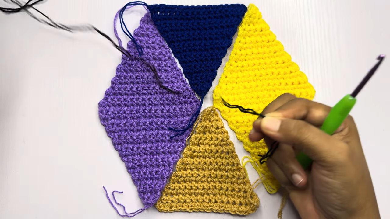 Triangle motifs joined for crochet summer top pattern