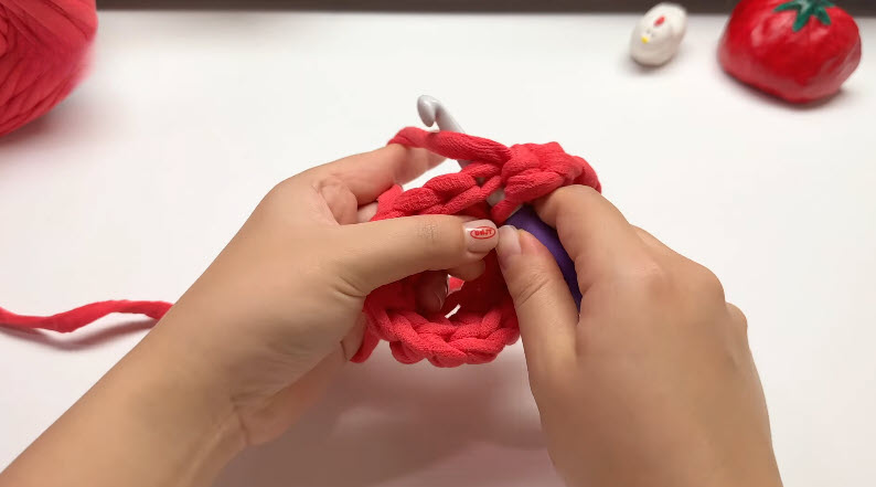 Working round two stitches into base