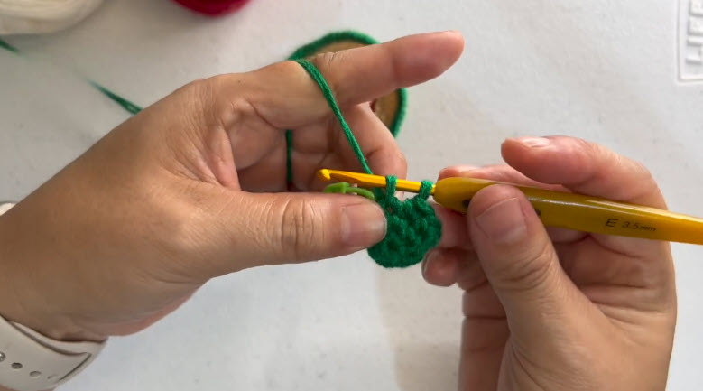 Close-up of the green magic ring for the Mexican hat