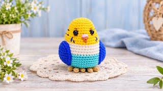 Crochet Budgie Amigurumi Pattern With Blue Wings