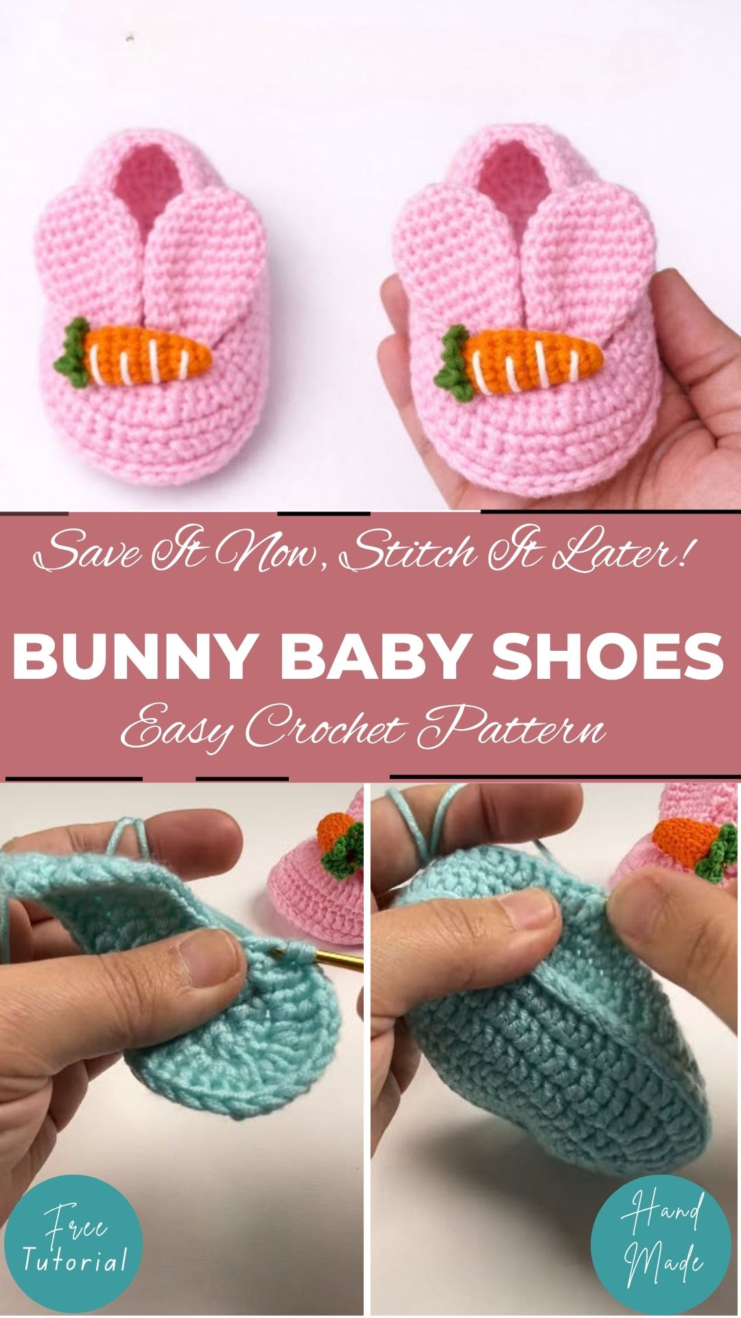 Finished crochet bunny baby shoes with floppy ears for newborns