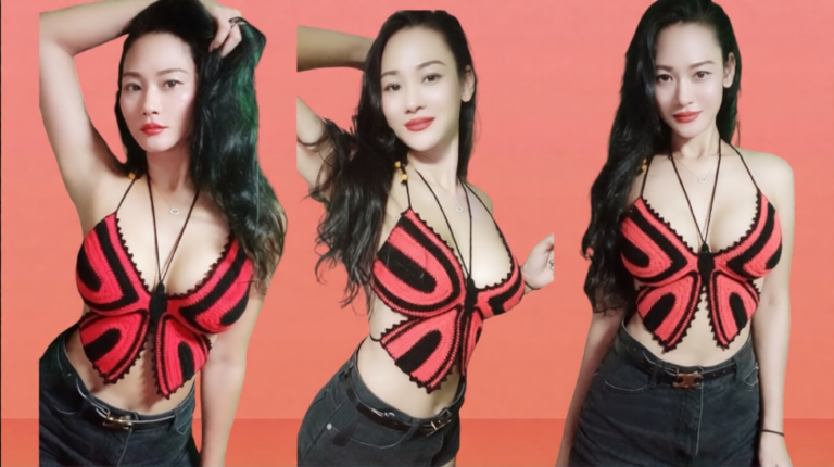 Crochet Butterfly Crop Top With Halter Ties (2)