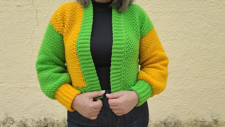 Crochet Cardigan Pattern With Color Block Sleeves