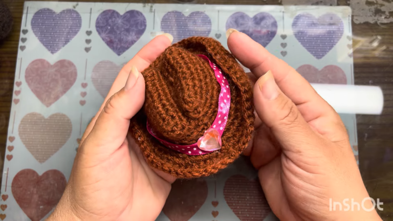 Crochet Cowboy Hat With Pink Ribbon Band (2)
