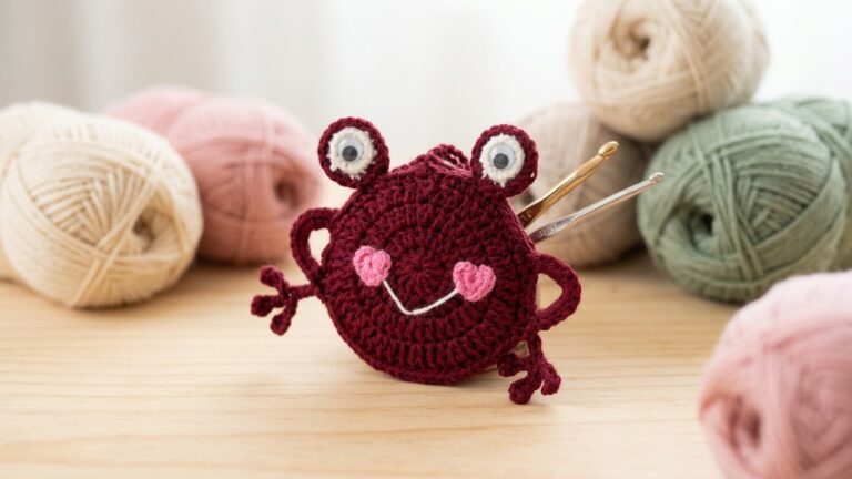 Crochet Frog Keychain Pattern With Heart Cheeks