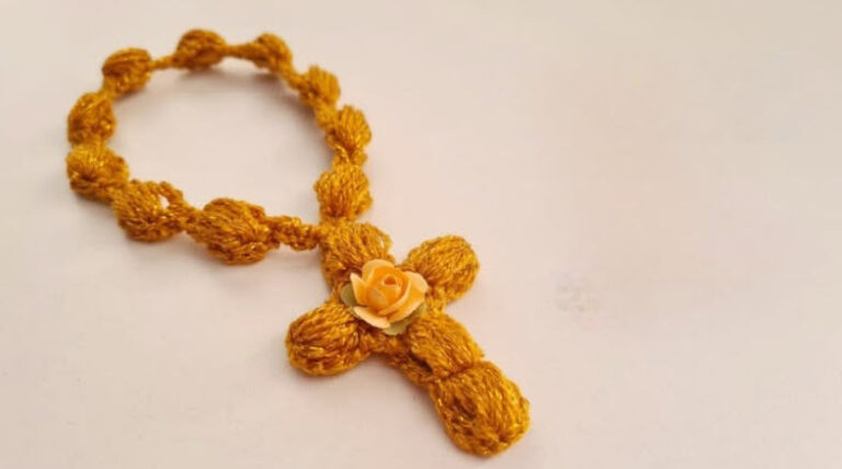 Crochet Prayer Beads Pattern With Cross Pendant