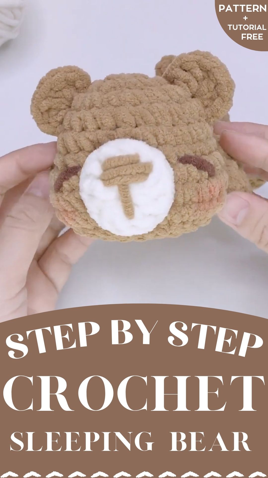 Crochet Sleeping Bear Pattern in Plush Yarn