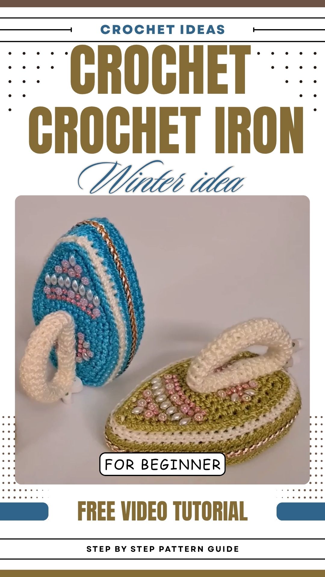 Miniature Crochet Iron Pattern With Pearl and Chain Details